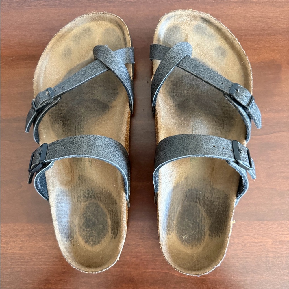 Birkenstock Women's Vegan Mayari Anthracite Pull up Birko-Flor Sandal